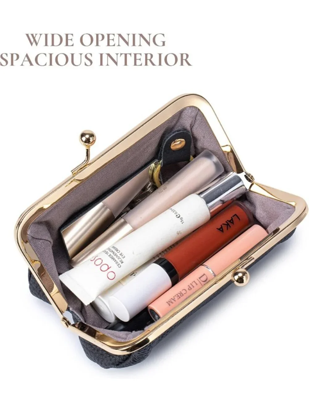 Genuine Leather Lipstick Case with Mirror - Portable Mini Makeup Bag for Women